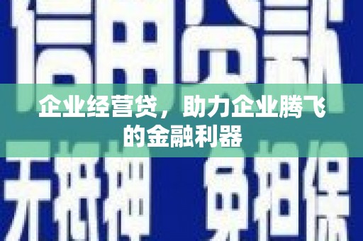 全州企业经营贷，助力企业腾飞的金融利器