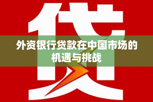 全州外资银行贷款在中国市场的机遇与挑战