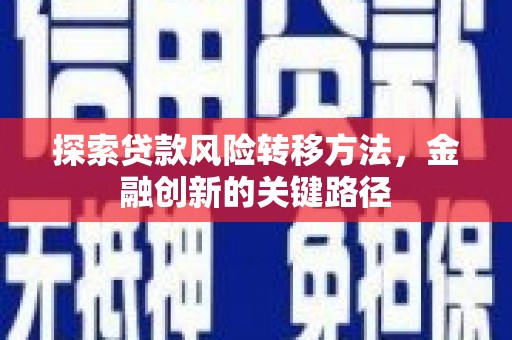 全州探索贷款风险转移方法，金融创新的关键路径
