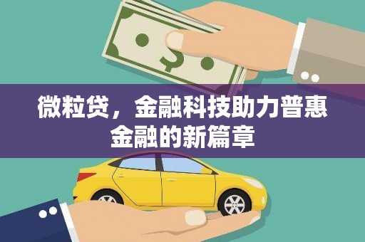 全州微粒贷，金融科技助力普惠金融的新篇章