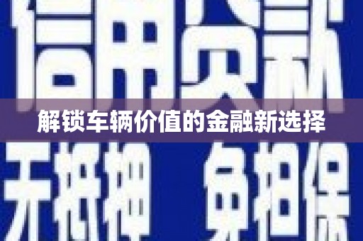 全州解锁车辆价值的金融新选择